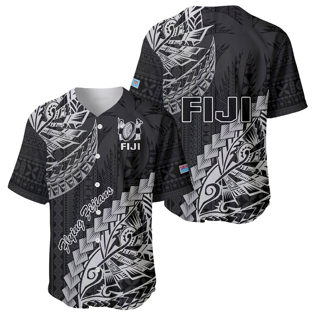 Fiji Rugby Baseball Jersey Kaiviti Fijian Tribal World Cup Black LT9 - Wonder Print Shop