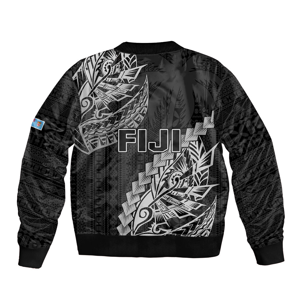 Fiji Rugby Bomber Jacket Kaiviti Fijian Tribal World Cup Black LT9 - Wonder Print Shop