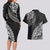Fiji Rugby Couples Matching Long Sleeve Bodycon Dress and Hawaiian Shirt Kaiviti Fijian Tribal World Cup Black LT9 - Wonder Print Shop