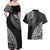 Fiji Rugby Couples Matching Off Shoulder Maxi Dress and Hawaiian Shirt Kaiviti Fijian Tribal World Cup Black LT9 - Wonder Print Shop
