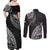 Fiji Rugby Couples Matching Off Shoulder Maxi Dress and Long Sleeve Button Shirt Kaiviti Fijian Tribal World Cup Black LT9 - Wonder Print Shop