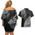 Fiji Rugby Couples Matching Off Shoulder Short Dress and Hawaiian Shirt Kaiviti Fijian Tribal World Cup Black LT9 - Wonder Print Shop