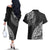 Fiji Rugby Couples Matching Off The Shoulder Long Sleeve Dress and Hawaiian Shirt Kaiviti Fijian Tribal World Cup Black LT9 - Wonder Print Shop