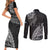 Fiji Rugby Couples Matching Short Sleeve Bodycon Dress and Long Sleeve Button Shirt Kaiviti Fijian Tribal World Cup Black LT9 - Wonder Print Shop