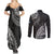 Fiji Rugby Couples Matching Summer Maxi Dress and Long Sleeve Button Shirt Kaiviti Fijian Tribal World Cup Black LT9 - Wonder Print Shop