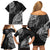 Fiji Rugby Family Matching Off Shoulder Short Dress and Hawaiian Shirt Kaiviti Fijian Tribal World Cup Black LT9 - Wonder Print Shop