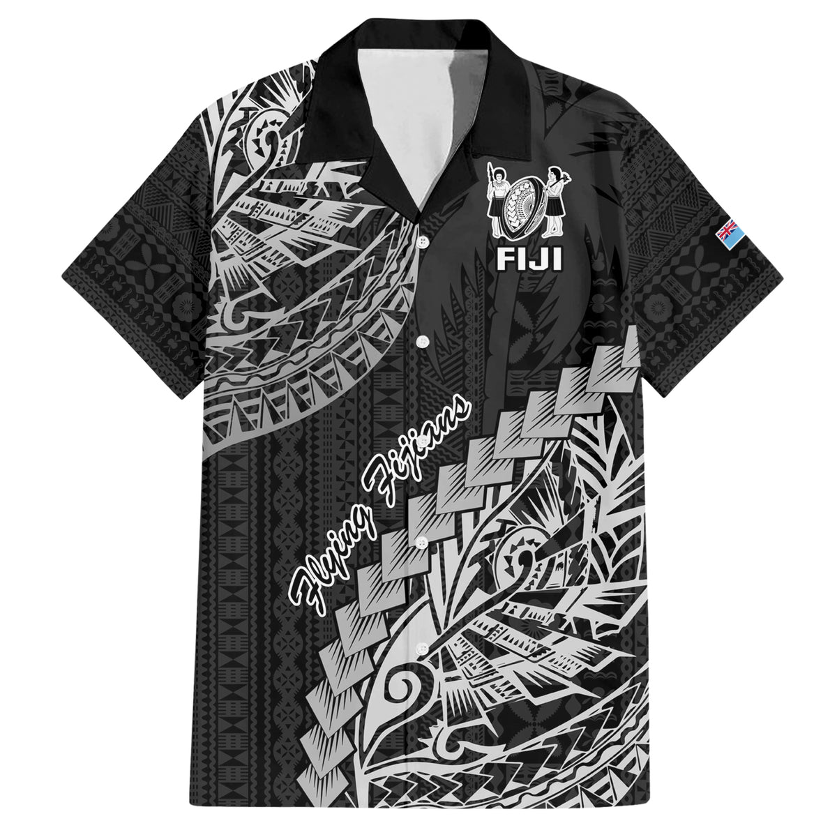 Fiji Rugby Hawaiian Shirt Kaiviti Fijian Tribal World Cup Black - Wonder Print Shop