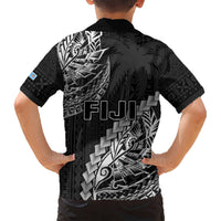 Fiji Rugby Kid Hawaiian Shirt Kaiviti Fijian Tribal World Cup Black - Wonder Print Shop