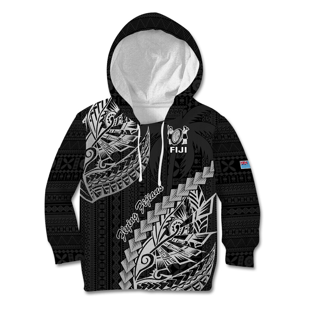 Fiji Rugby Kid Hoodie Kaiviti Fijian Tribal World Cup Black - Wonder Print Shop