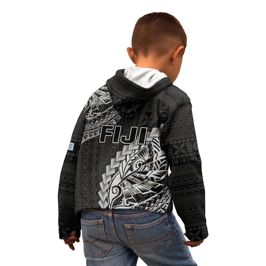 Fiji Rugby Kid Hoodie Kaiviti Fijian Tribal World Cup Black - Wonder Print Shop