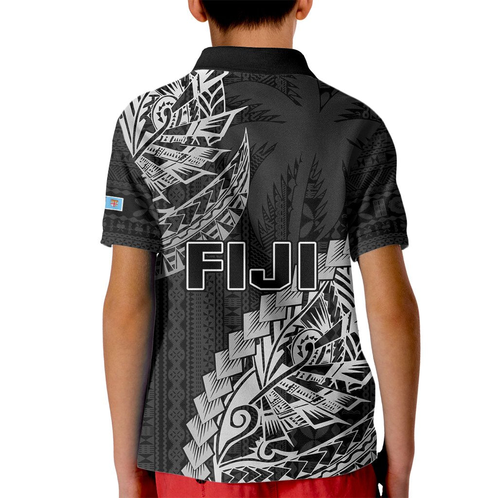 Fiji Rugby Kid Polo Shirt Kaiviti Fijian Tribal World Cup Black - Wonder Print Shop
