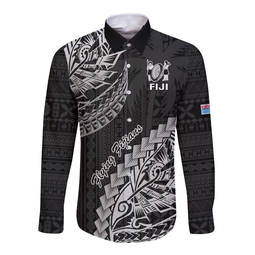 Fiji Rugby Long Sleeve Button Shirt Kaiviti Fijian Tribal World Cup Black - Wonder Print Shop
