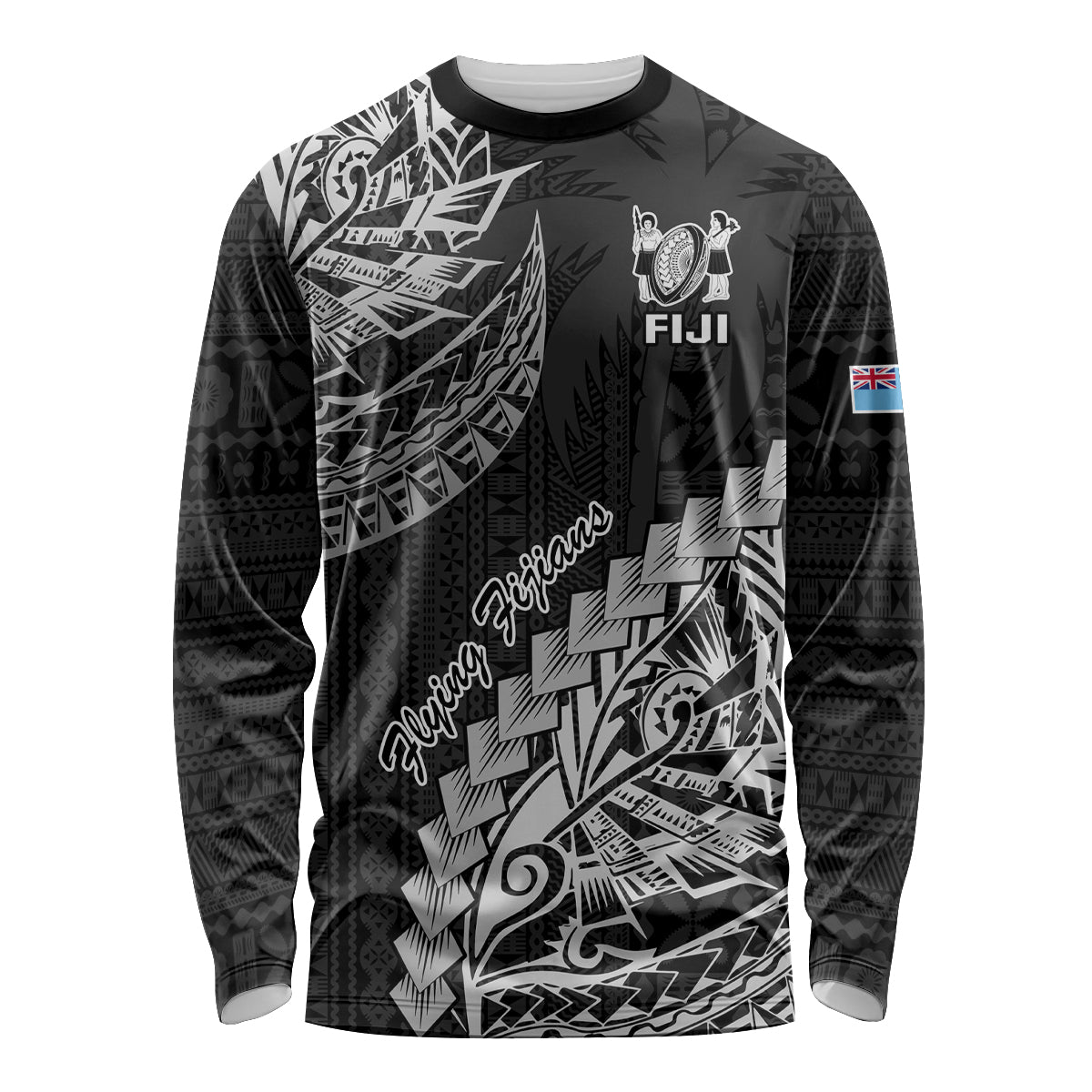 Fiji Rugby Long Sleeve Shirt Kaiviti Fijian Tribal World Cup Black - Wonder Print Shop