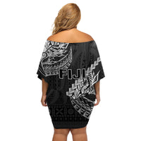 Fiji Rugby Off Shoulder Short Dress Kaiviti Fijian Tribal World Cup Black - Wonder Print Shop