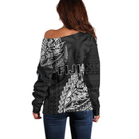 Fiji Rugby Off Shoulder Sweater Kaiviti Fijian Tribal World Cup Black - Wonder Print Shop