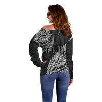 Fiji Rugby Off Shoulder Sweater Kaiviti Fijian Tribal World Cup Black - Wonder Print Shop