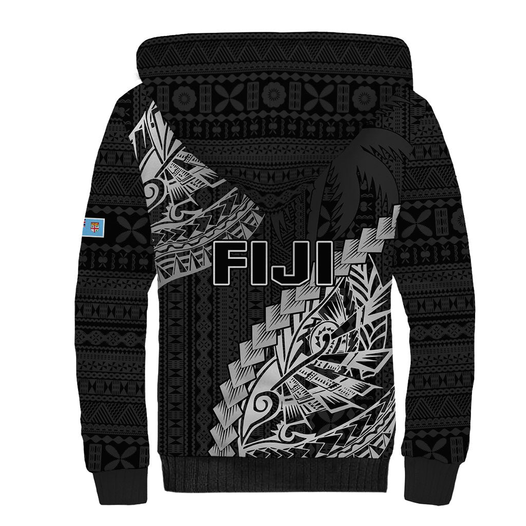 Fiji Rugby Sherpa Hoodie Kaiviti Fijian Tribal World Cup Black - Wonder Print Shop