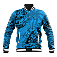 Fiji Rugby Baseball Jacket Kaiviti Fijian Tribal World Cup Blue No1 LT9 - Wonder Print Shop
