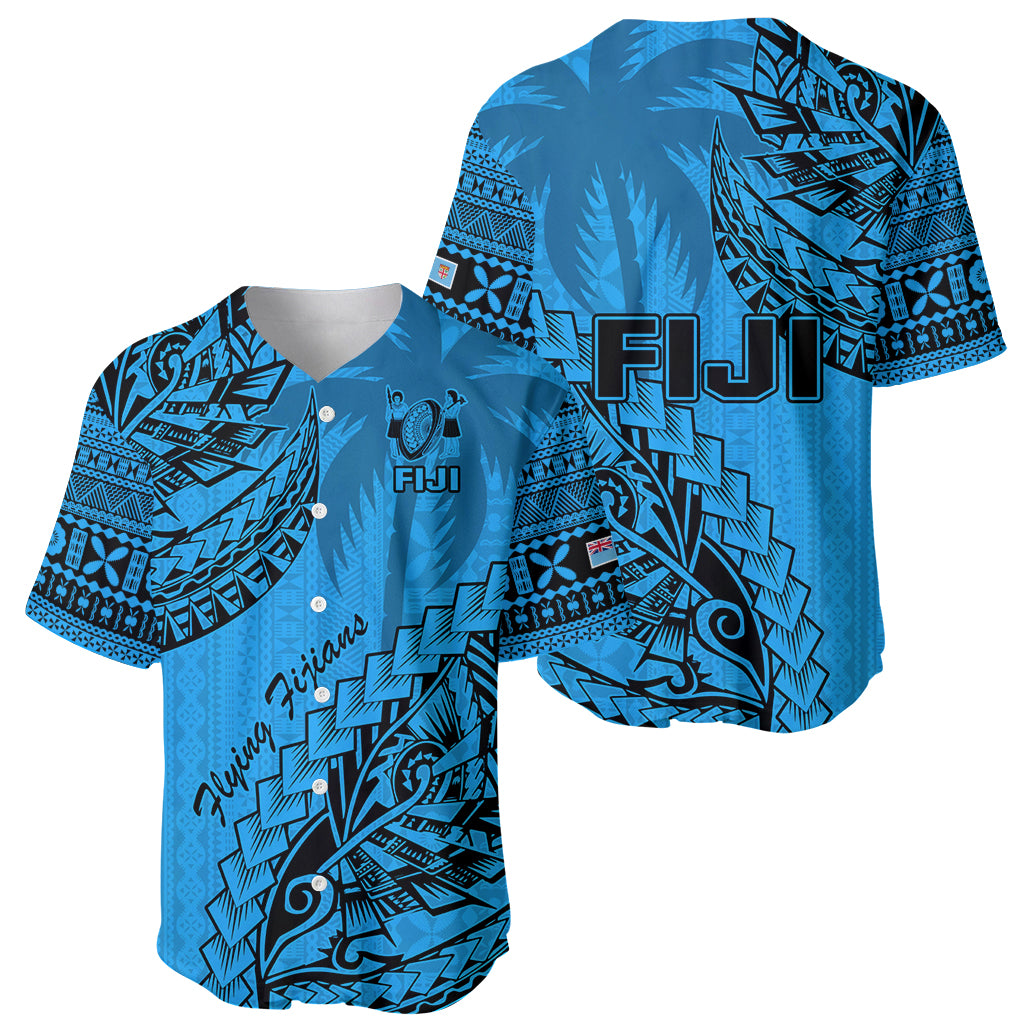 Fiji Rugby Baseball Jersey Kaiviti Fijian Tribal World Cup Blue No1 LT9 - Wonder Print Shop