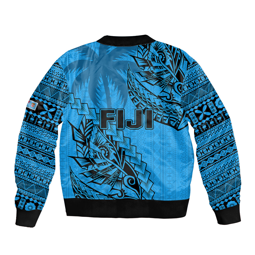 Fiji Rugby Bomber Jacket Kaiviti Fijian Tribal World Cup Blue No1 LT9 - Wonder Print Shop