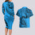 Fiji Rugby Couples Matching Long Sleeve Bodycon Dress and Hawaiian Shirt Kaiviti Fijian Tribal World Cup Blue No1 LT9 - Wonder Print Shop