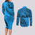 Fiji Rugby Couples Matching Long Sleeve Bodycon Dress and Long Sleeve Button Shirt Kaiviti Fijian Tribal World Cup Blue No1 LT9 - Wonder Print Shop