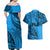 Fiji Rugby Couples Matching Off Shoulder Maxi Dress and Hawaiian Shirt Kaiviti Fijian Tribal World Cup Blue No1 LT9 - Wonder Print Shop