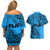 Fiji Rugby Couples Matching Off Shoulder Short Dress and Hawaiian Shirt Kaiviti Fijian Tribal World Cup Blue No1 LT9 - Wonder Print Shop