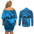 Fiji Rugby Couples Matching Off Shoulder Short Dress and Long Sleeve Button Shirt Kaiviti Fijian Tribal World Cup Blue No1 LT9 - Wonder Print Shop