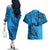 Fiji Rugby Couples Matching Off The Shoulder Long Sleeve Dress and Hawaiian Shirt Kaiviti Fijian Tribal World Cup Blue No1 LT9 - Wonder Print Shop