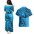Fiji Rugby Couples Matching Puletasi Dress and Hawaiian Shirt Kaiviti Fijian Tribal World Cup Blue No1 LT9 - Wonder Print Shop