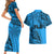 Fiji Rugby Couples Matching Short Sleeve Bodycon Dress and Hawaiian Shirt Kaiviti Fijian Tribal World Cup Blue No1 LT9 - Wonder Print Shop