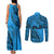 Fiji Rugby Couples Matching Tank Maxi Dress and Long Sleeve Button Shirt Kaiviti Fijian Tribal World Cup Blue No1 LT9 - Wonder Print Shop
