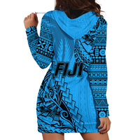 Fiji Rugby Hoodie Dress Kaiviti Fijian Tribal World Cup Blue No1 - Wonder Print Shop