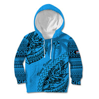 Fiji Rugby Kid Hoodie Kaiviti Fijian Tribal World Cup Blue No1 - Wonder Print Shop