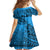 Fiji Rugby Kid Short Sleeve Dress Kaiviti Fijian Tribal World Cup Blue No1 - Wonder Print Shop