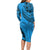 Fiji Rugby Long Sleeve Bodycon Dress Kaiviti Fijian Tribal World Cup Blue No1 - Wonder Print Shop