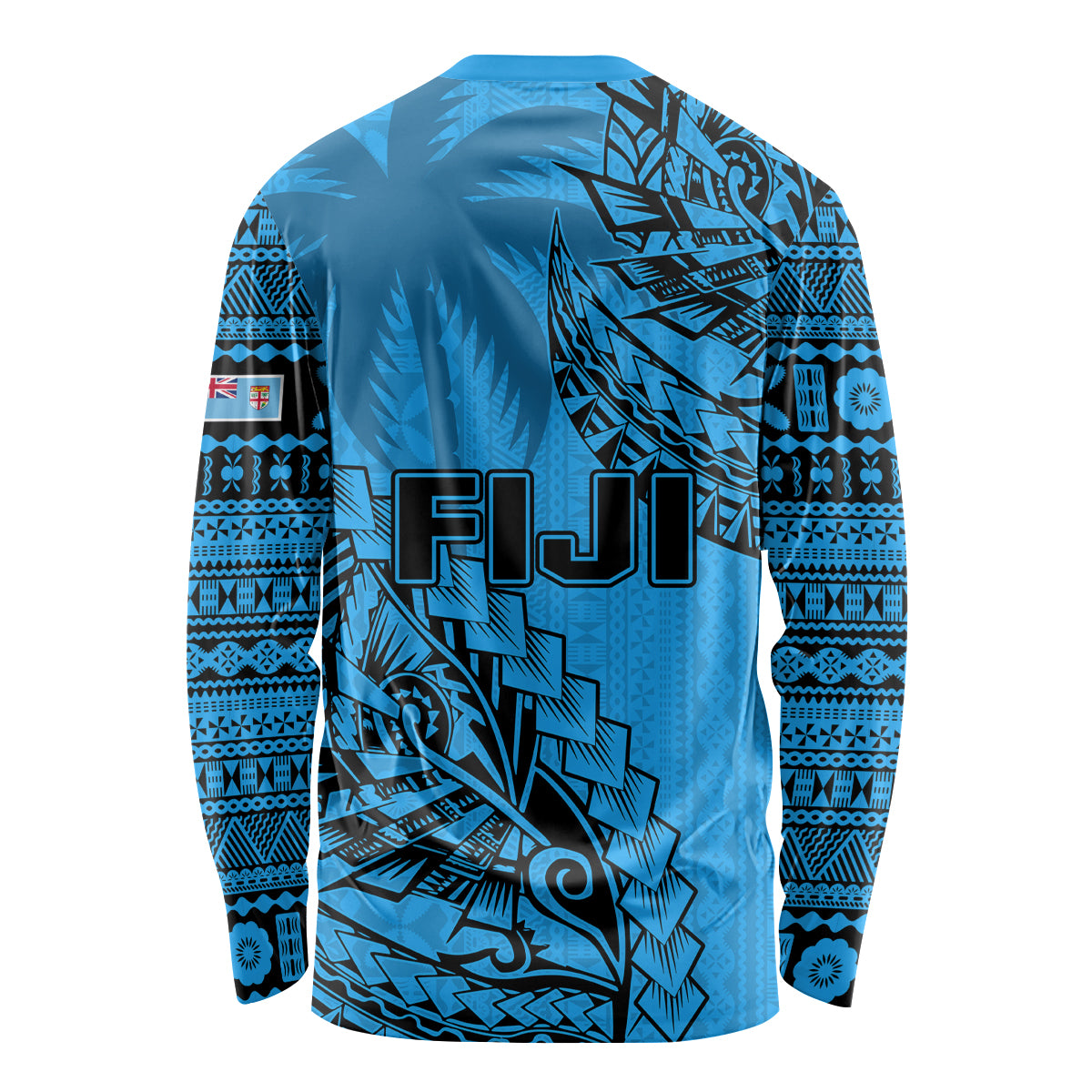 Fiji Rugby Long Sleeve Shirt Kaiviti Fijian Tribal World Cup Blue No1 - Wonder Print Shop