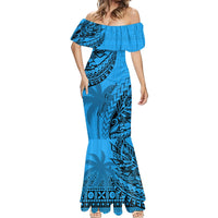 Fiji Rugby Mermaid Dress Kaiviti Fijian Tribal World Cup Blue No1 - Wonder Print Shop