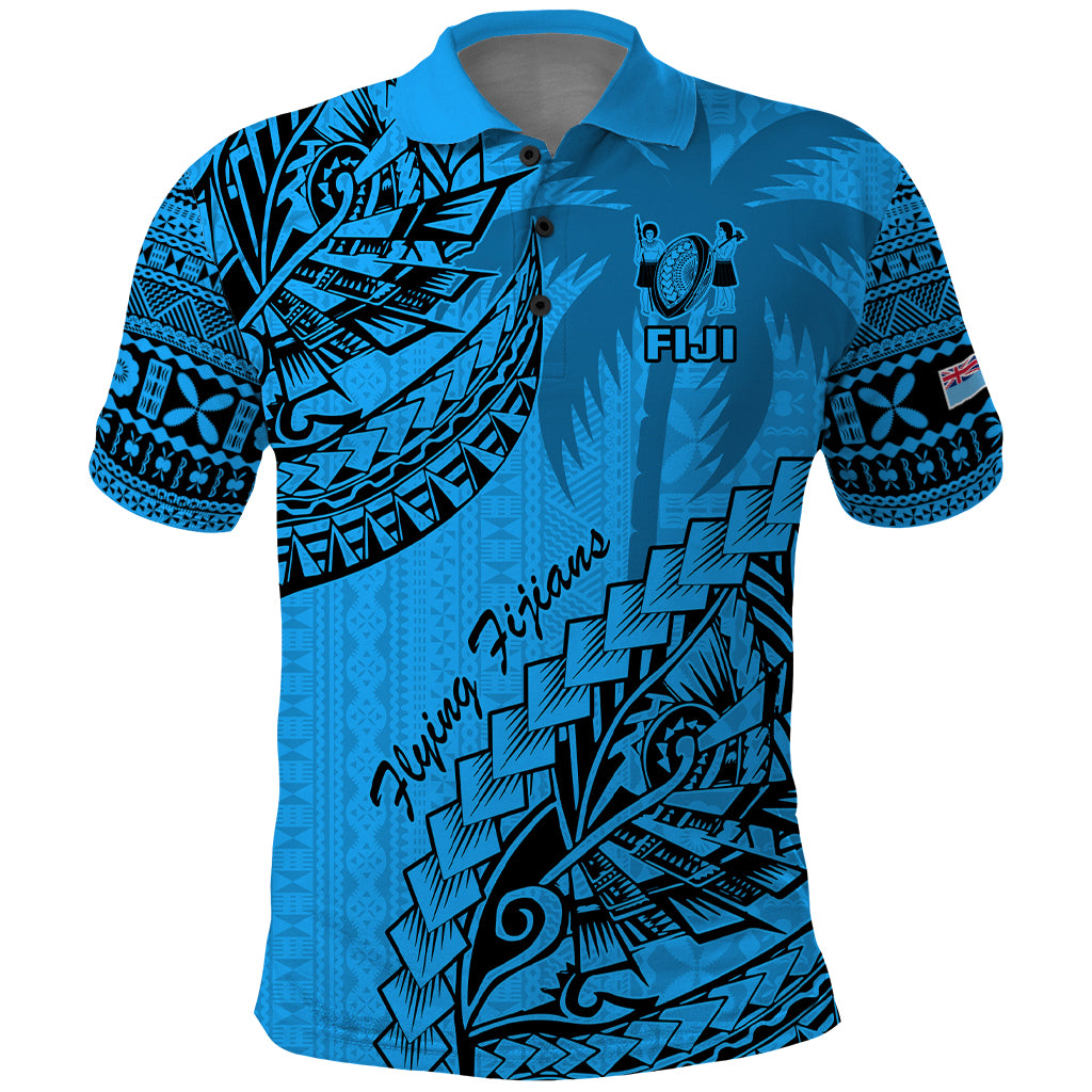 Fiji Rugby Polo Shirt Kaiviti Fijian Tribal World Cup Blue No1 - Wonder Print Shop