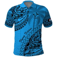 Fiji Rugby Polo Shirt Kaiviti Fijian Tribal World Cup Blue No1 - Wonder Print Shop