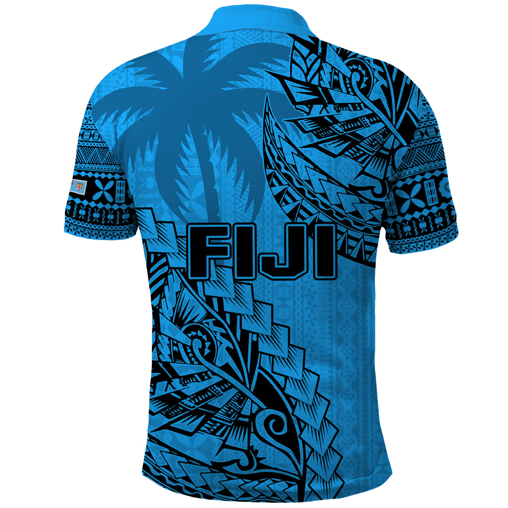 Fiji Rugby Polo Shirt Kaiviti Fijian Tribal World Cup Blue No1 - Wonder Print Shop