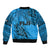 Fiji Rugby Sleeve Zip Bomber Jacket Kaiviti Fijian Tribal World Cup Blue No1 - Wonder Print Shop
