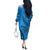 Custom Fiji Rugby Off The Shoulder Long Sleeve Dress Kaiviti Fijian Tribal World Cup Blue No1 - Wonder Print Shop