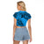 Custom Fiji Rugby Raglan Cropped T Shirt Kaiviti Fijian Tribal World Cup Blue No1 - Wonder Print Shop