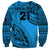 Custom Fiji Rugby Sweatshirt Kaiviti Fijian Tribal World Cup Blue No1 - Wonder Print Shop