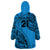 Custom Fiji Rugby Wearable Blanket Hoodie Kaiviti Fijian Tribal World Cup Blue No1 - Wonder Print Shop