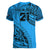 Custom Fiji Rugby Women V Neck T Shirt Kaiviti Fijian Tribal World Cup Blue No1 - Wonder Print Shop
