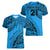 Custom Fiji Rugby Women V Neck T Shirt Kaiviti Fijian Tribal World Cup Blue No1 - Wonder Print Shop