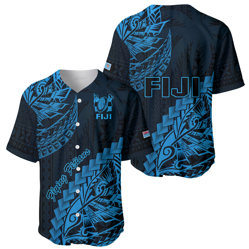 Fiji Rugby Baseball Jersey Kaiviti Fijian Tribal World Cup Blue No2 LT9 - Wonder Print Shop